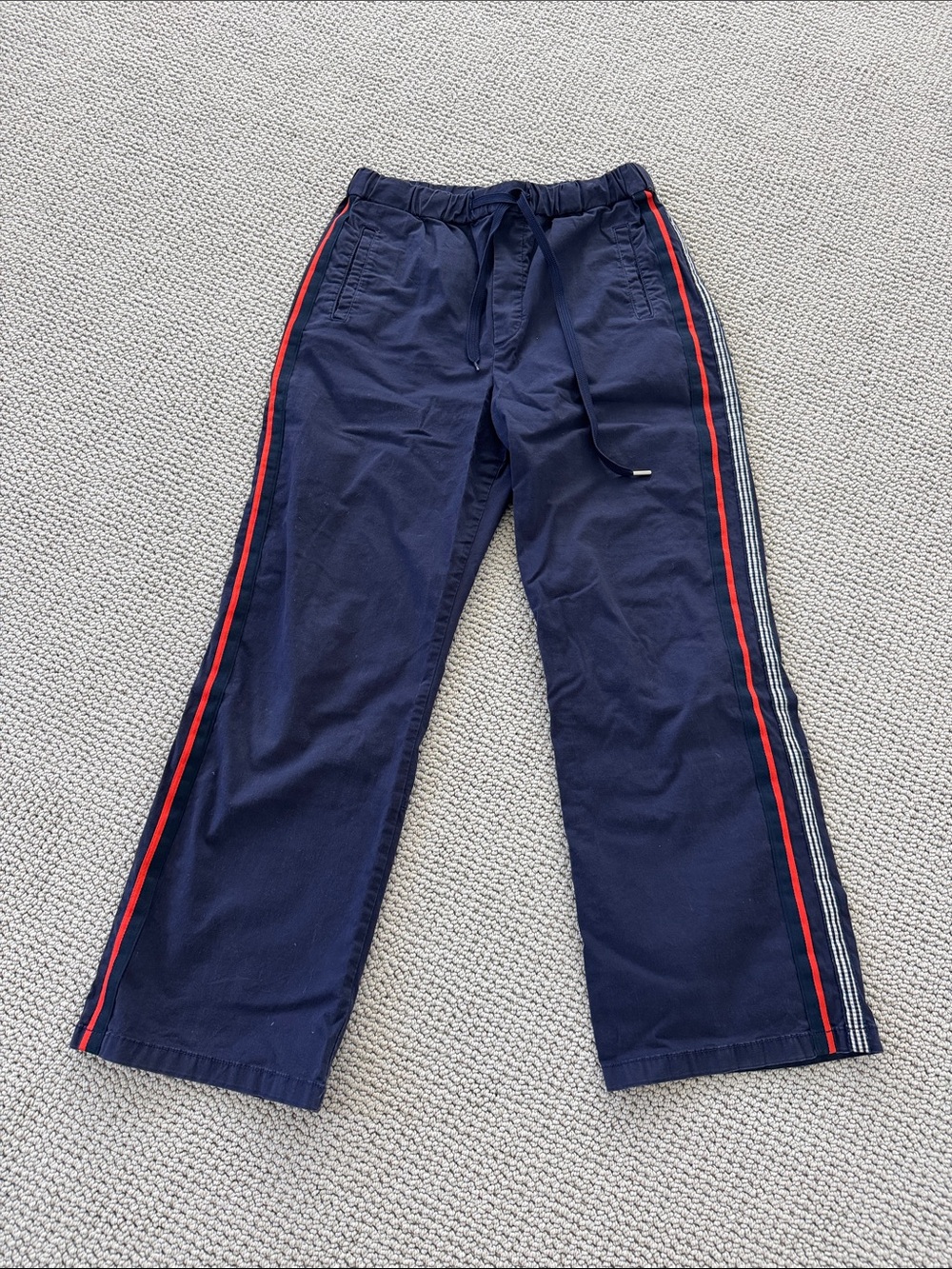 Maeve Navy Track Style Pants with Red Side Stripe size S